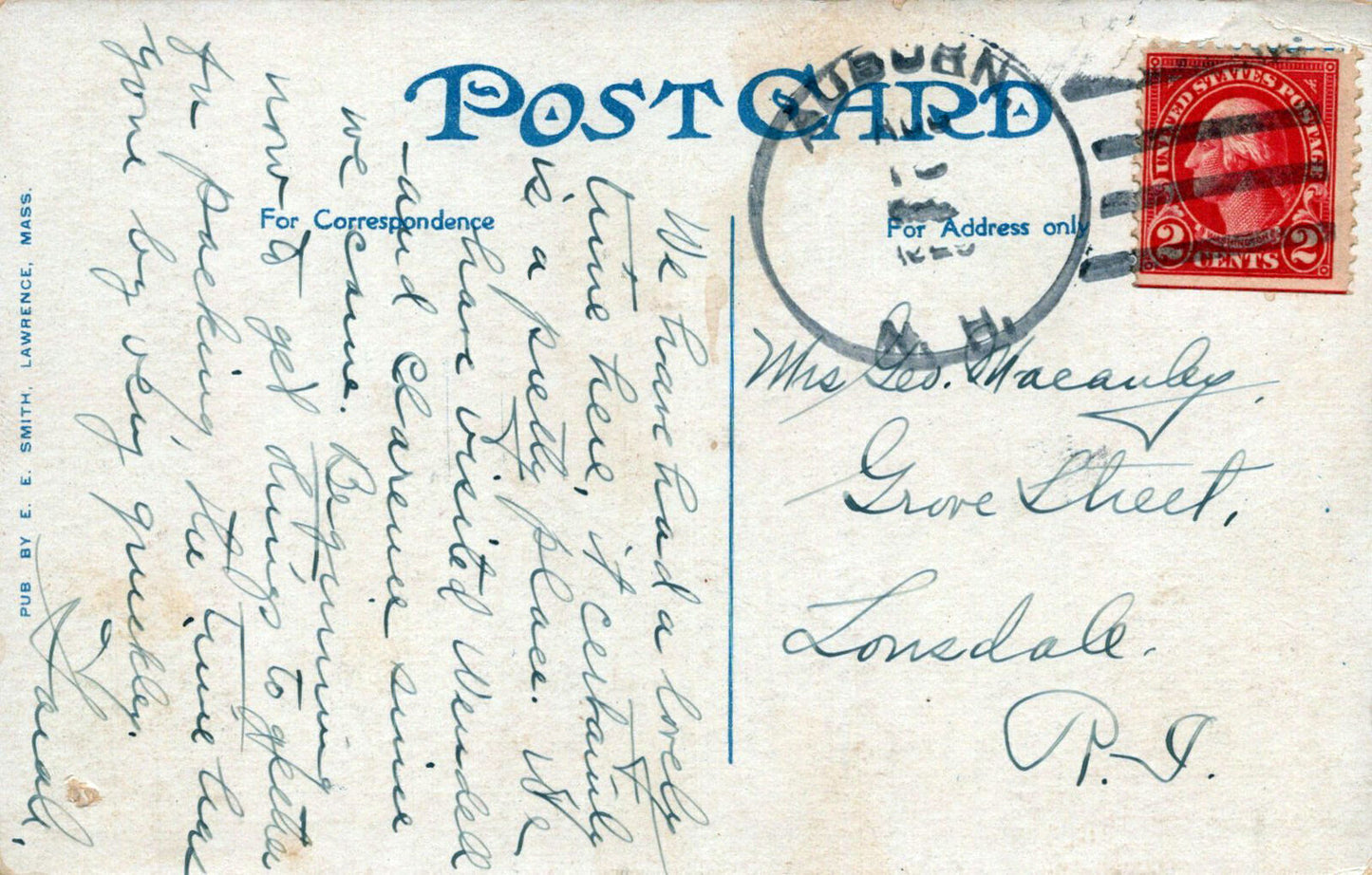 ZAYIX US Postcard Hotel Carpenter, Manchester NH Auburn Handstamp 0324M0180