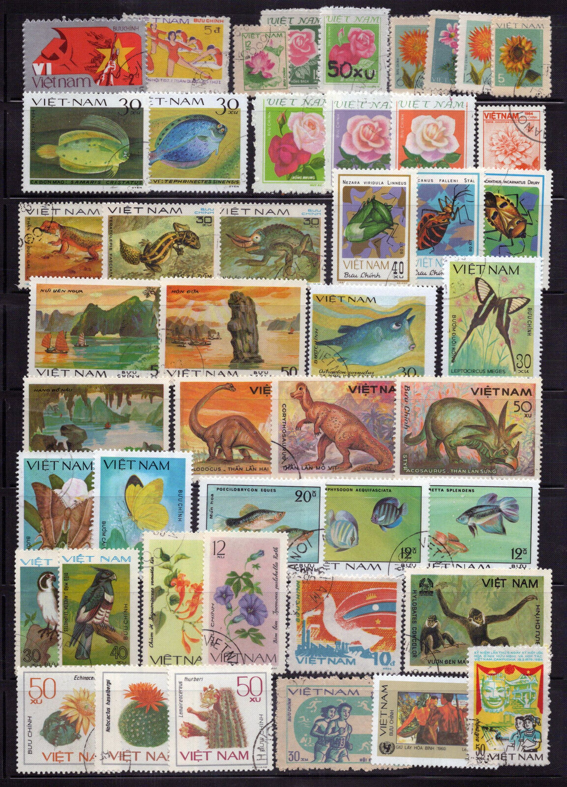 Vietnam Stamp Collection Used Dinosaurs Flowers Fish Birds