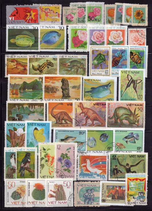 Vietnam Stamp Collection Used Dinosaurs Flowers Fish Birds