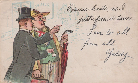 ZAYIX US Postcard Gentlemen Travelers 1905 dual Machine cancels 0324M0322