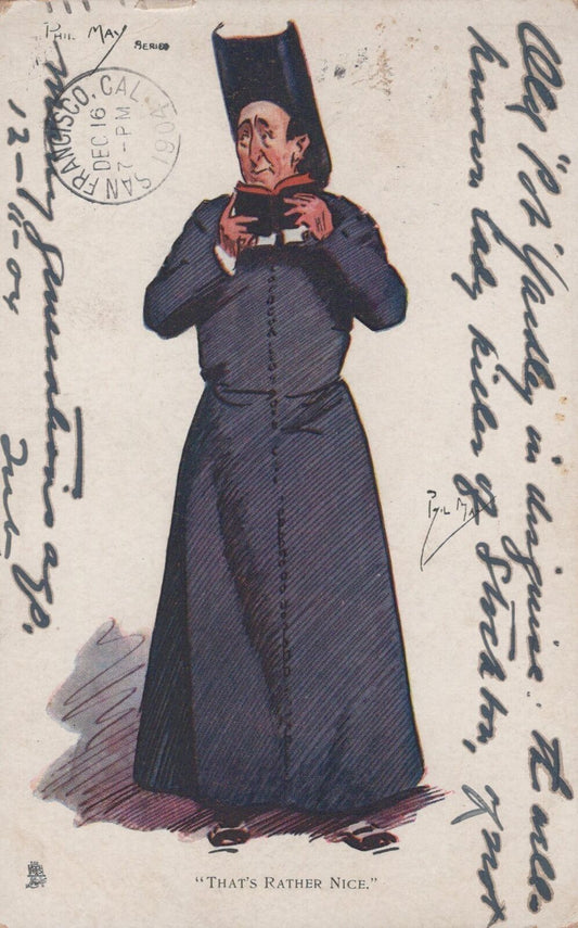 ZAYIX US Postcard Humorous Priest "That's Rather Nice" Ollette Tuck & Sons