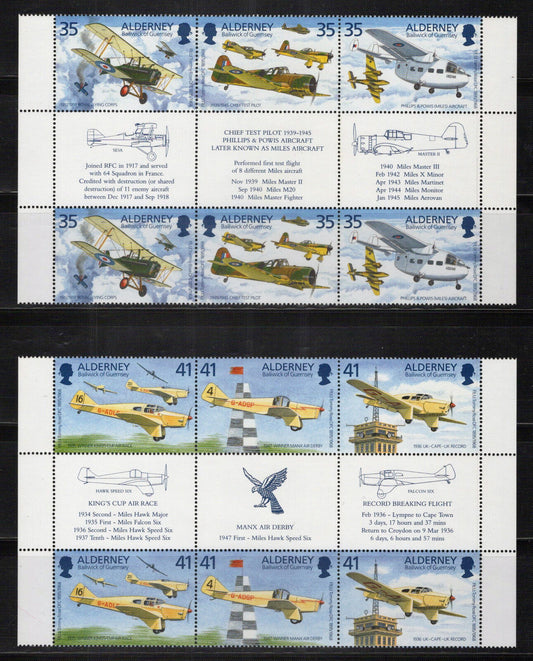 Alderney 88-89 MNH Gutter Strips Aviation Royal Flying Corps