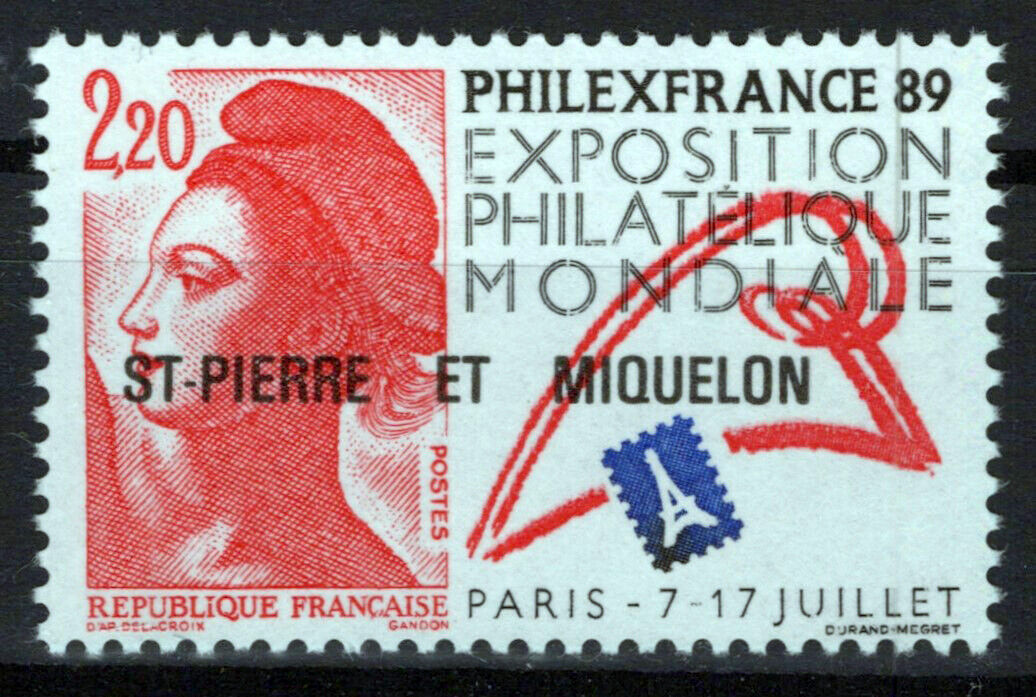 St. Pierre & Miquelon 510 MNH Overprint PHILEXFRANCE 89 ZAYIX 0524S0153