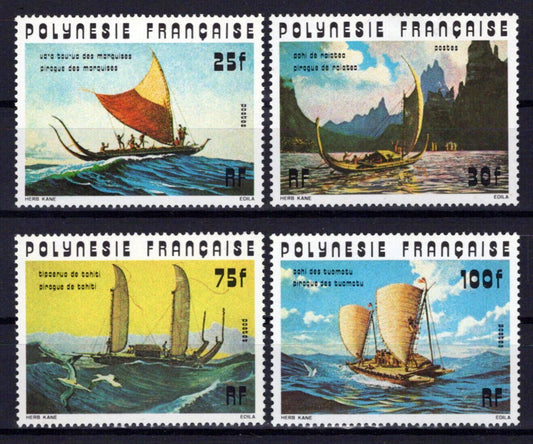 French Polynesia 292-295 MNH Dugout Canoes Transportation ZAYIX 0624S0009