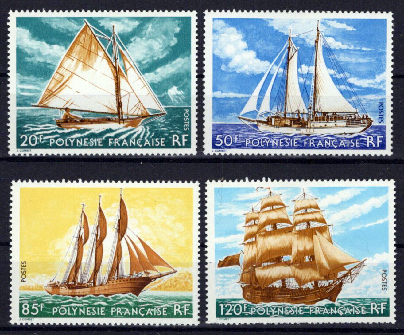 French Polynesia 296-299 MNH Sailing Ships Transportation ZAYIX 0624S0010