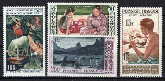 French Polynesia C24-C27 MNH Air Post Paintings Horses Fishing ZAYIX 0624S0051