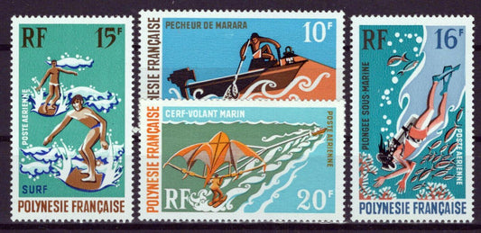 French Polynesia 263, C71-C73 MNH Air Post Water Sports Diving ZAYIX 0624S0049