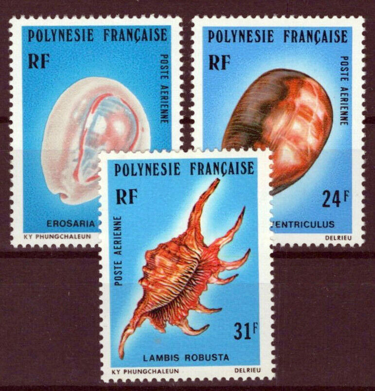 French Polynesia C156-C158 MNH Air Post Marine Life Seashells ZAYIX 0624S0047