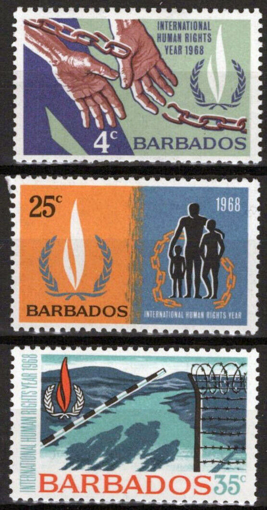 Barbados 309-311 MNH Human Rights Flame Hands ZAYIX 062723S23M