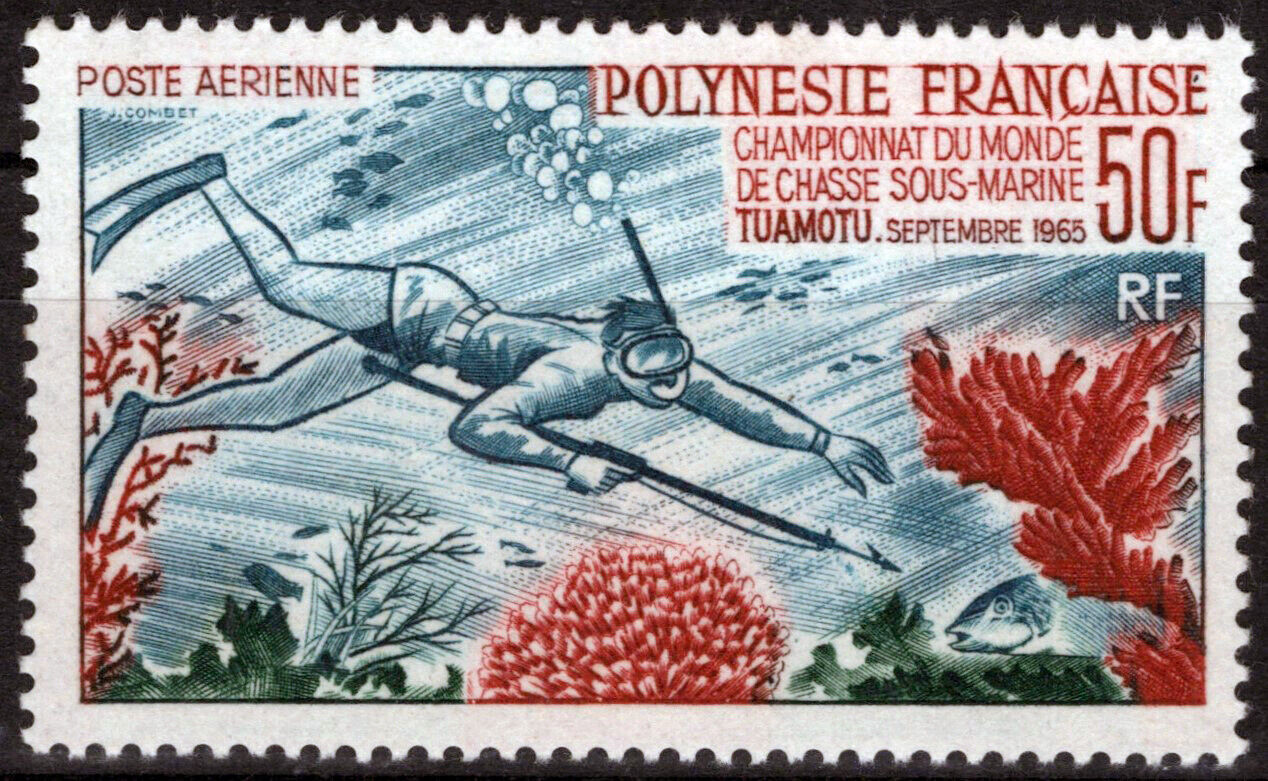 France French Polynesia C37 MLH Air Post Marine Life Diver111922ChaietS10