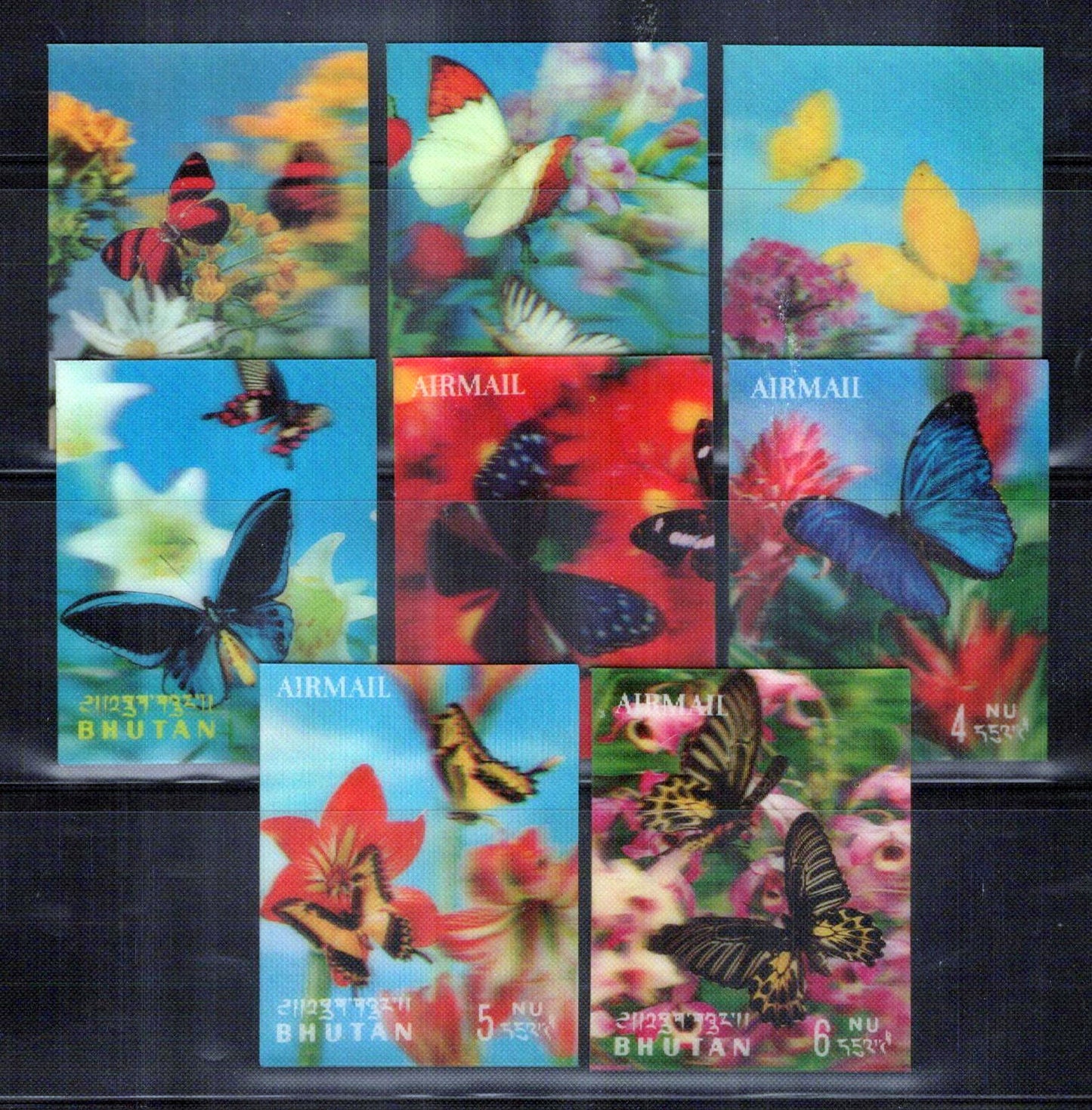 Bhutan 95-95G, 95Ch-95Gi MNH 3-Dimensional Butterflies Insects ZAYIX 0624M0071