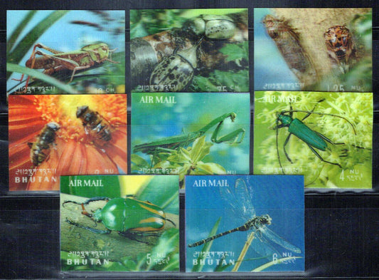 Bhutan 101-101G, 101Ch-101Gi MNH 3-Dimensional Insects ZAYIX 0624M0073