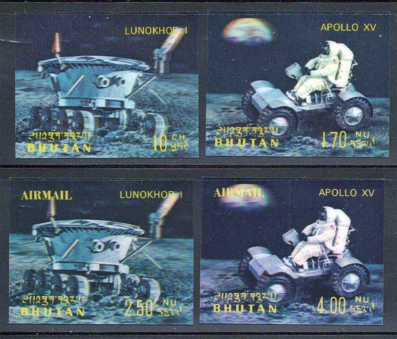 Bhutan 127-127C, 127Cd MH/MNH 3-Dimensional Space Apollo XV ZAYIX 0624M0077