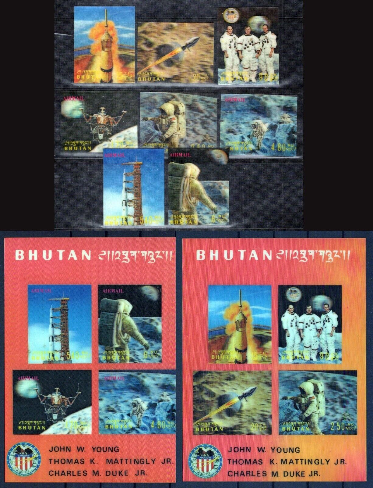 Bhutan 148-148G, 148Dh-148Gi MNH 3-Dimensional Space Rockets ZAYIX 0624M0081