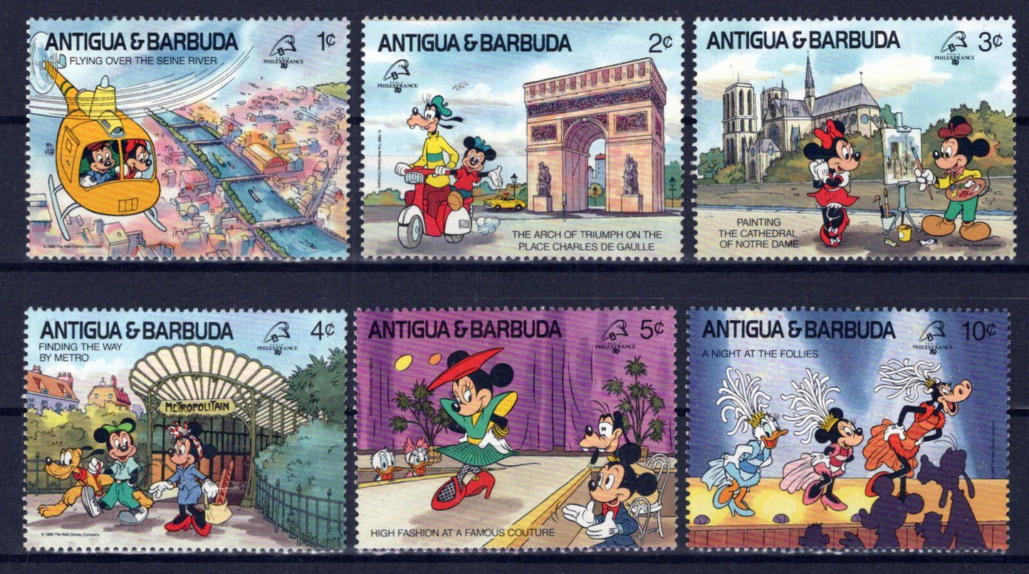 Antigua & Barbuda 1207-1212 MNH Disney Mickey Visits Seine River ZAYIX 0701S0090