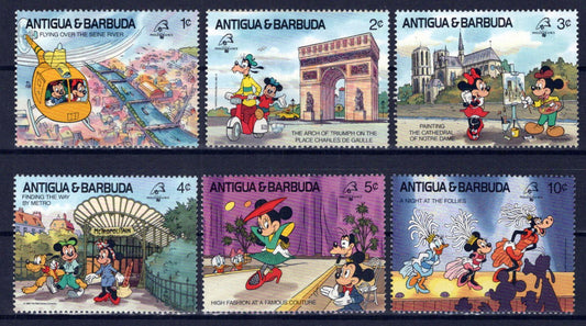 Antigua & Barbuda 1207-1212 MNH Disney Mickey Visits Seine River ZAYIX 0701S0090