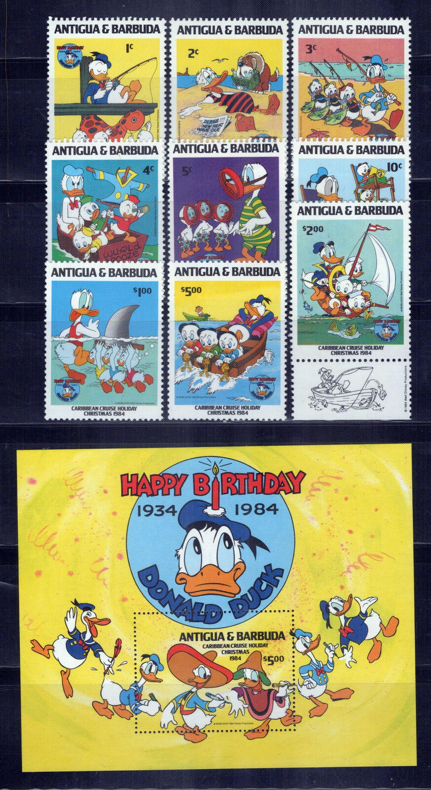 Antigua & Barbuda 808-818 MNH Disney Happy Birthday Donald Duck ZAYIX 0701M0061