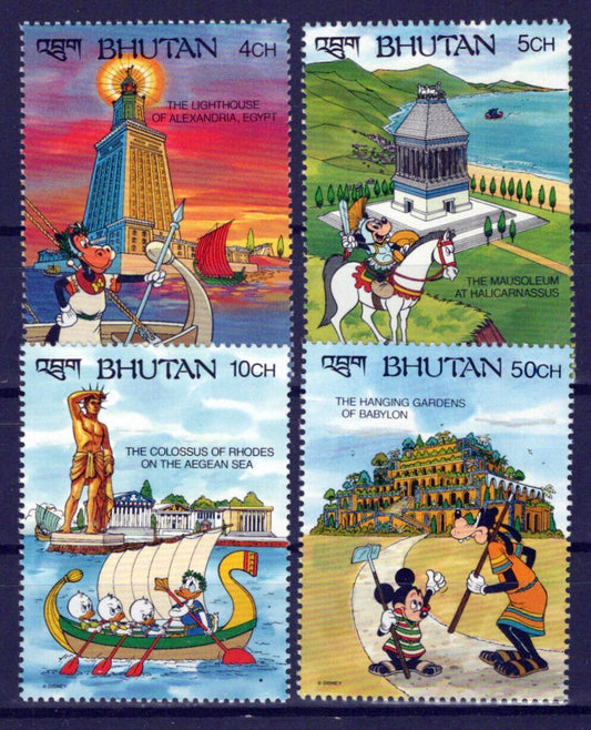 Bhutan 955-958 MNH Disney Monuments Mickey Colossus of Rhodes ZAYIX 0701S0089