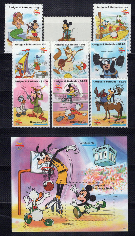 Antigua & Barbuda 1529-1536, 1537 MNH Disney Mickey Olympics ZAYIX 0701M0066