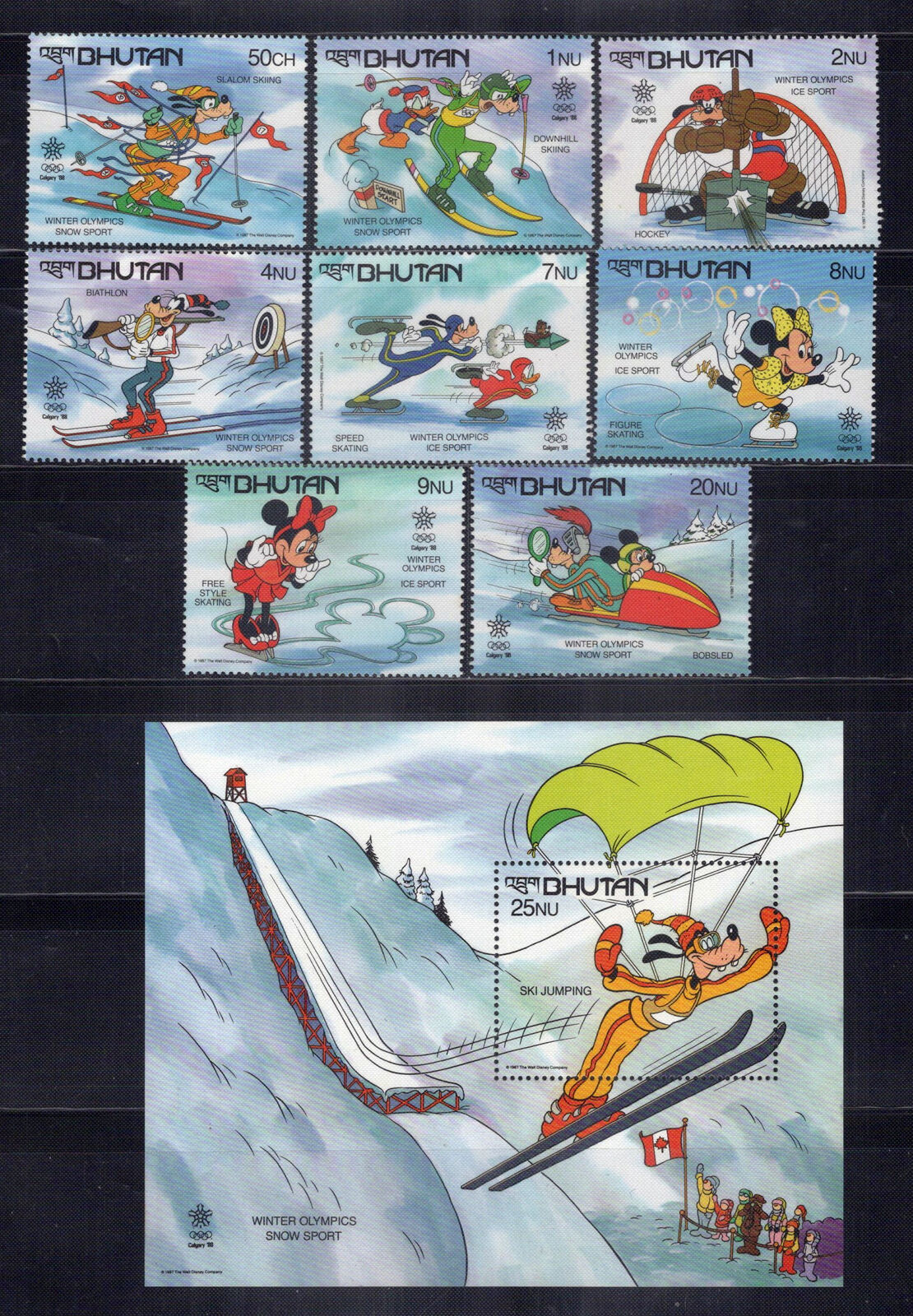 Bhutan 631-640 MNH Disney Winter Olympics Snow Sports ZAYIX 0701M0059