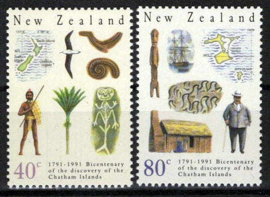 New Zealand 1020-1021 MNH Maps Sailing Ships Moriori People NZES0005M