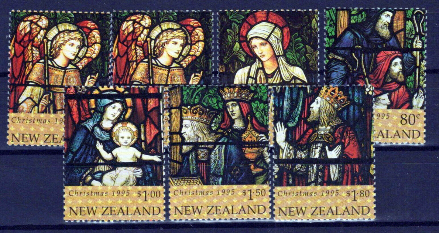 New Zealand 1303-1309 MNH Stained Glass Christmas Angels NZES0076aM