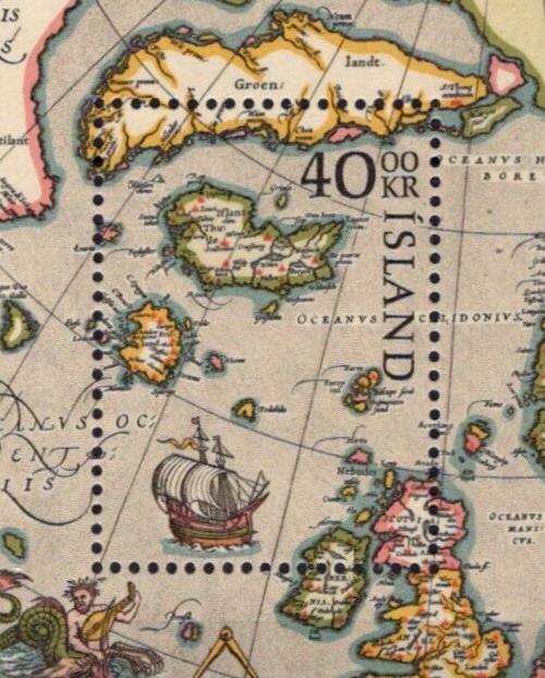 Iceland 590 MNH NORDIA 84 Ortelius Map of Northern Europe Ships ZAYIX 0824S0051M