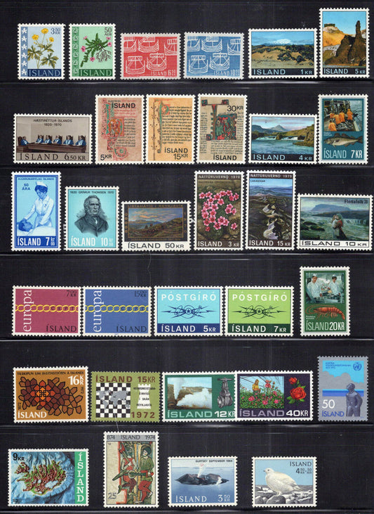 Iceland Stamp Collection MH All Different Flowers Landscapes ZAYIX 0824S0037