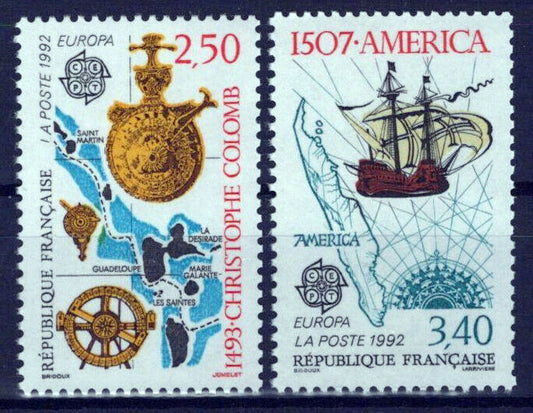 France 2287-2288 MNH Ships Maps Europa Exploration ZAYIX 0924S0047M