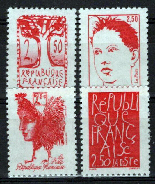 France 2307-2310 MNH Paintings Drawings Trees Roosters ZAYIX 0924S0028M