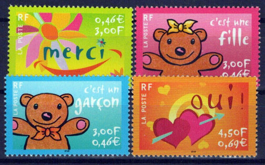 France 2805-2808 MNH Bears Hearts Announcements ZAYIX 1024S0143M