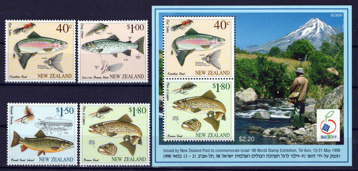 New Zealand 1441-1444a MNH Fish Fly Fishing Sports ZAYIX 0724M0193