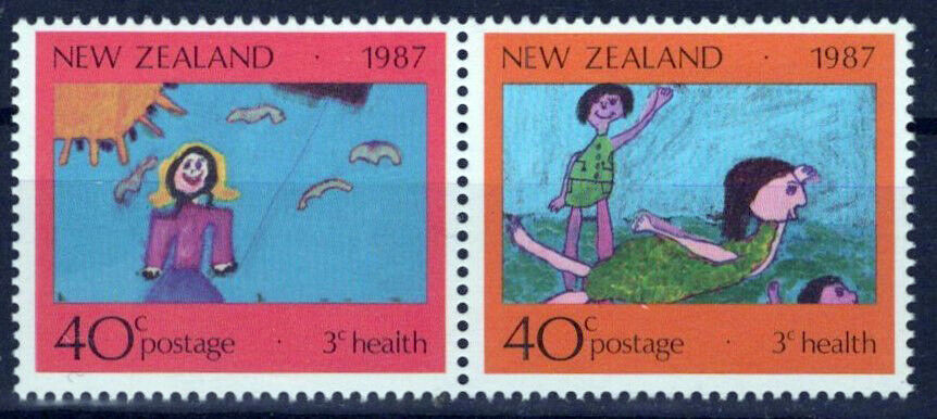 New Zealand B128a MNH Semi-Postal Pairs Children's Art ZAYIX 1024S0531M