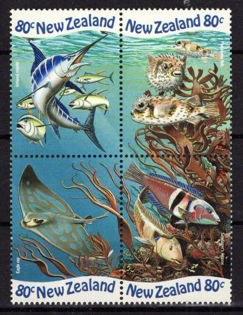 New Zealand 1546a MNH Block Marine Life Fish ZAYIX 1024S0550M