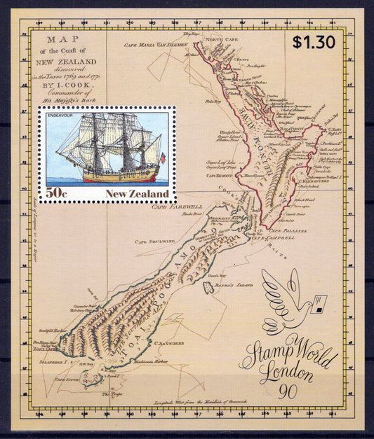 New Zealand 981a MNH Sailing Ships Maps ZAYIX 1024M0144M