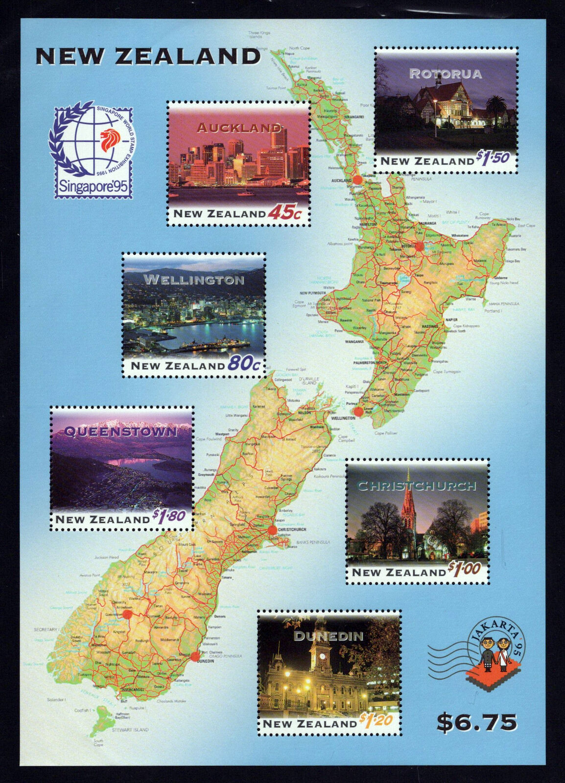 New Zealand 1254a MNH Maps Architecture ZAYIX 0801L0031