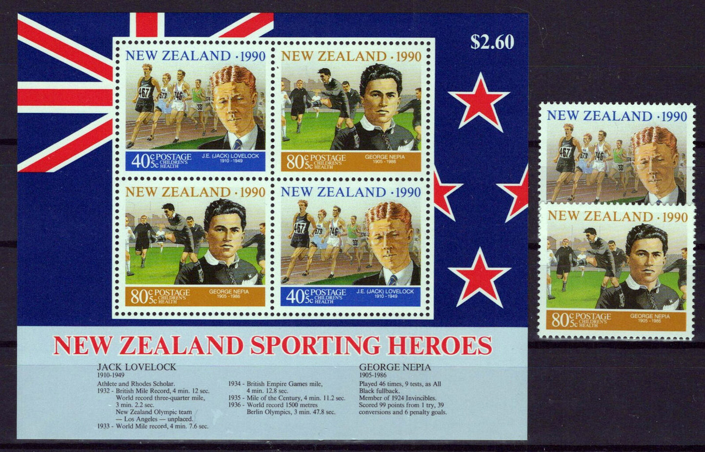 New Zealand B137-B138a MNH Semi-Postal Sports Heroes ZAYIX 1024M0141