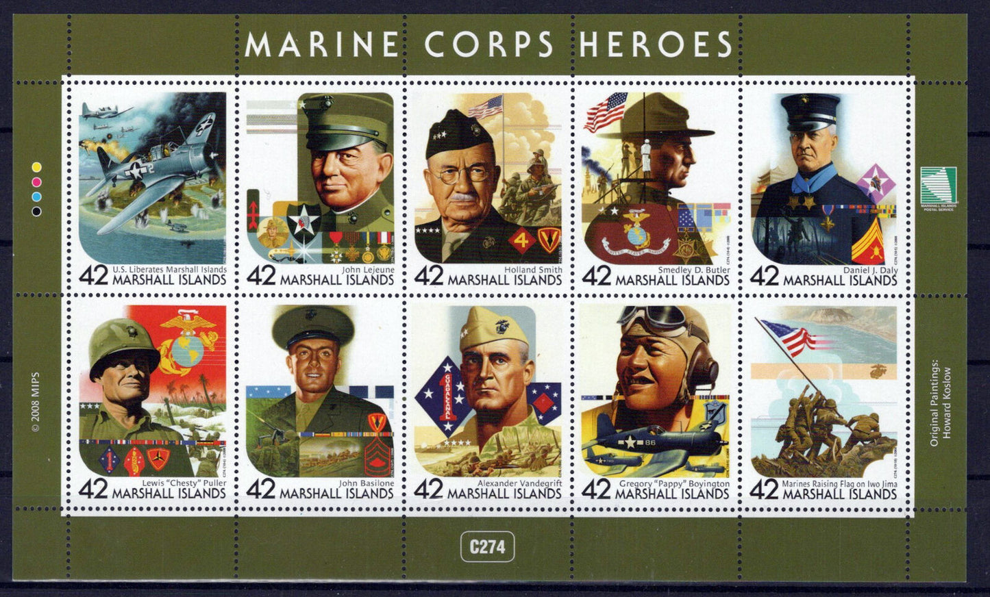 Marshall Islands 910 MNH Marine Corps Heroes Military ZAYIX 1024M0147