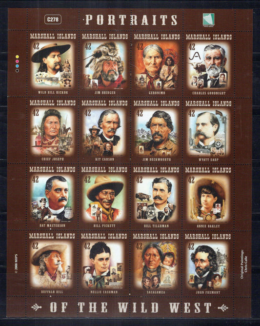 Marshall Islands 927 MNH Portraits of Wild West ZAYIX 0801L0034M