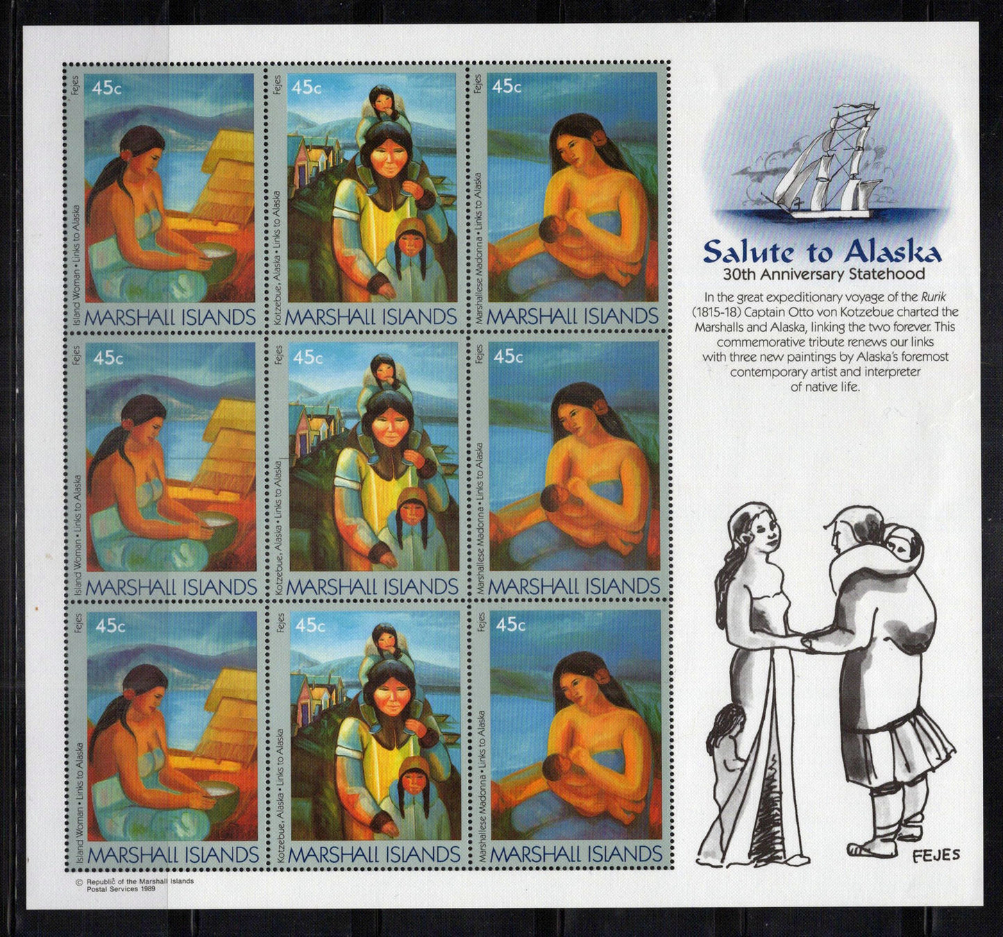 Marshall Islands 213-215 MNH Alaska Natives Ships Women ZAYIX 0801L0041