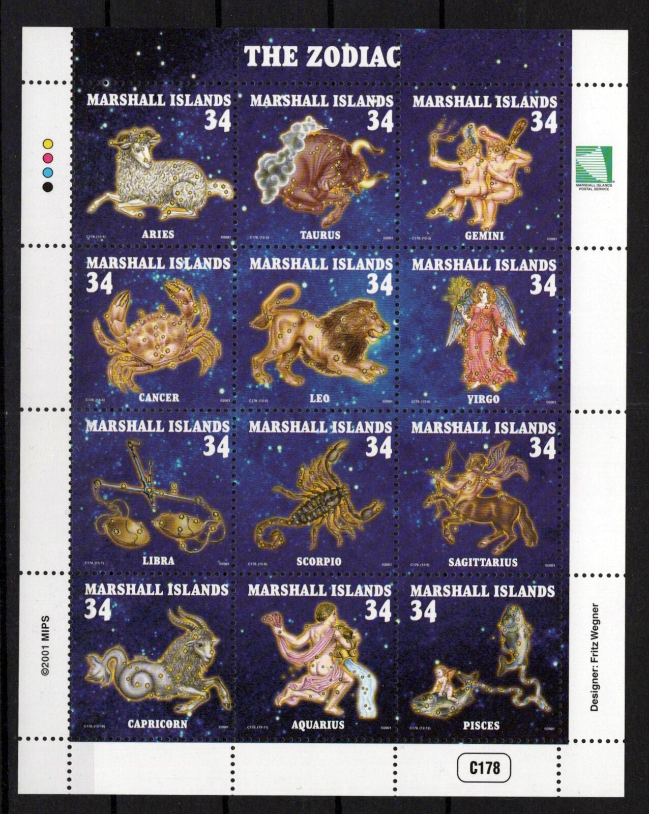 Marshall Islands 785 MNH The Zodiac Astrology ZAYIX 1024M0630