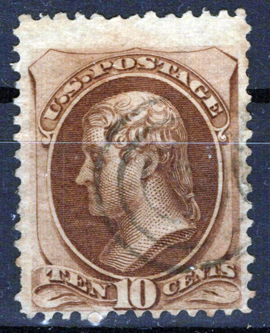 United States 161 used F 10c brown Jefferson, Continental Bank Note ZAYIX 1124NB016