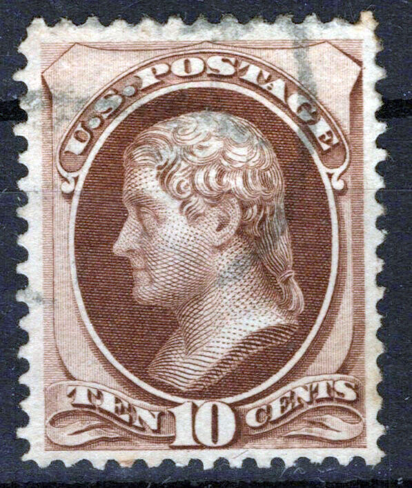 United States 150 used VF/XF 10c brown Jefferson NBC ZAYIX 1124NB006