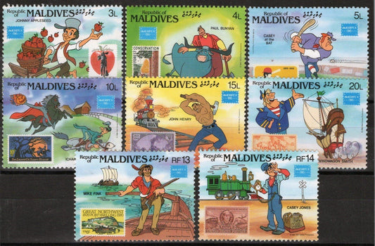 Maldives 1162-1169 MNH Stamps on Stamps Disney American Legends ZAYIX 111022S108