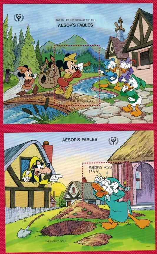 Maldives 1474-75 MNH 1990 Disney Aesop Fables Mickey ZAYIX 072222SM02M