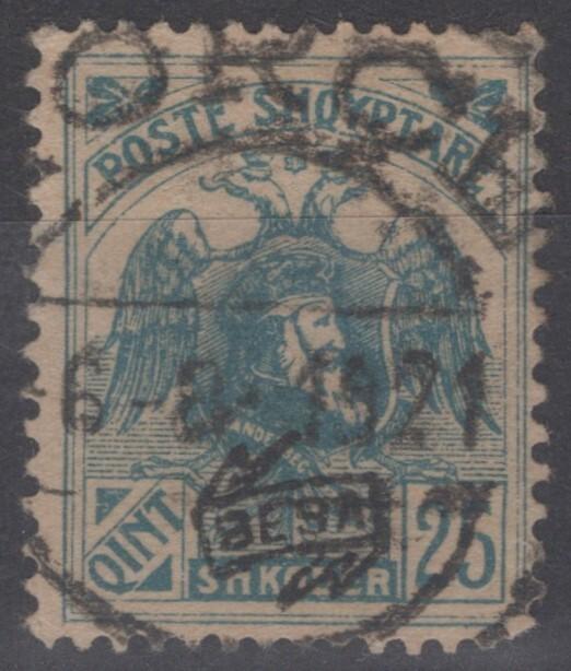 Albania 138 Used 25q light blue Besa Overprint Birds Eagle ZAYIX 081622S91