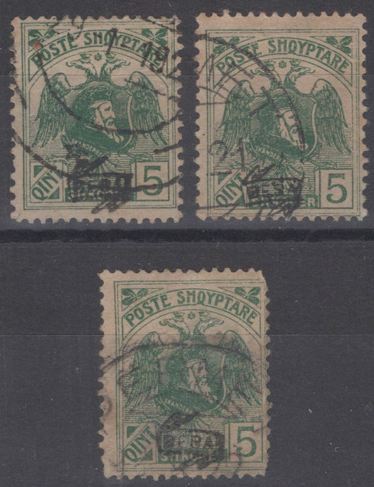 Albania 136 Used 5q deep green Besa Overprint Eagle Birds ZAYIX 081622S89