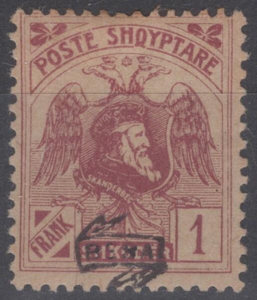 Albania 140 MH 1fr claret Besa Overprint Double Headed Eagle ZAYIX 081622S92