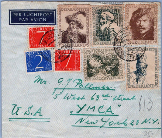 ZAYIX Netherlands B291-B295 Rembrandt Etchings on Cover to YMCA 062723-KATZ06