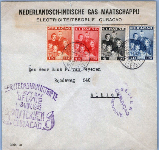 ZAYIX Netherlands Antilles 170-173 FDC 1943 Royal Family Advertising 062723KAT05